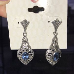 Marcasite Aquamarine Earrings